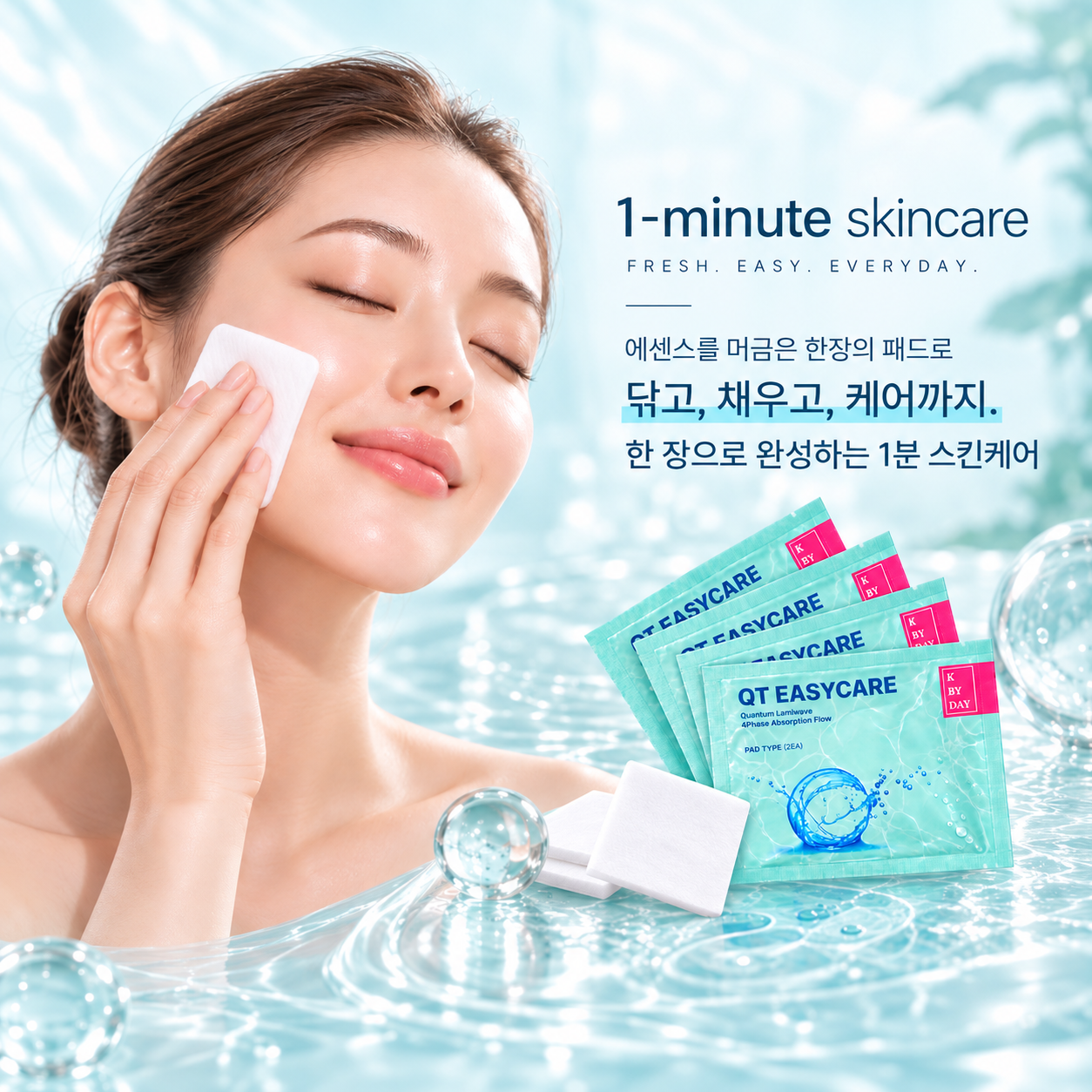 QT easycare 패드로 완성하는 1분 스킨케어